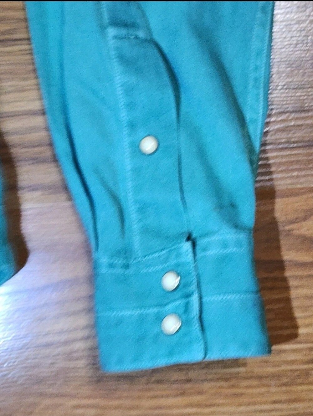 Ryan Michael Western Shirt Womens XS Turquoise Silk Cotton Snap Pearl Button - Picture 5 of 13
